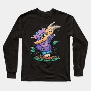 Zombie Hand Garden Shears - Funny Plant Lover Halloween Monster Long Sleeve T-Shirt